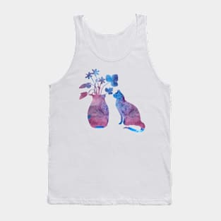 A cat and flowers Tank Top